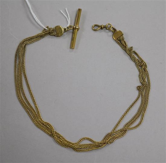 A yellow metal four-strand watch Albert 17.7g